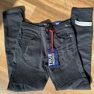 NWT Boys True Indigo Black Moto Jeans Sz 14